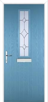 Mid Square (centre) Crystal Diamond Composite Front Door in Pastel Blue