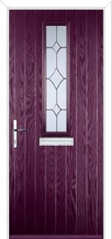 Mid Square (centre) Crystal Diamond Composite Front Door in Purple Violet