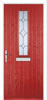 Mid Square (centre) Crystal Diamond Composite Front Door in Red