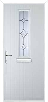 Mid Square (centre) Crystal Diamond Composite Front Door in White