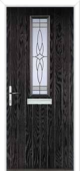 Mid Square (centre) Crystal Harmony Composite Front Door in Black Brown