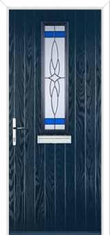 Mid Square (centre) Crystal Harmony Composite Front Door in Dark Blue