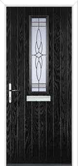 Mid Square (centre) Crystal Harmony Composite Front Door in Black