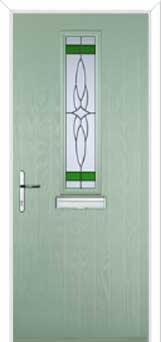 Mid Square (centre) Crystal Harmony Composite Front Door in Chartwell Green