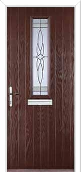 Mid Square (centre) Crystal Harmony Composite Front Door in Darkwood