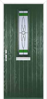 Mid Square (centre) Crystal Harmony Composite Front Door in Green