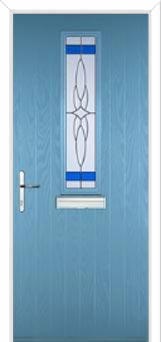 Mid Square (centre) Crystal Harmony Composite Front Door in Pastel Blue
