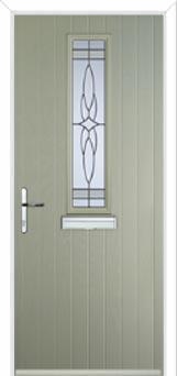 Mid Square (centre) Crystal Harmony Composite Front Door in Pebble Grey