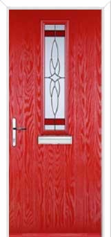 Mid Square (centre) Crystal Harmony Composite Front Door in Poppy Red