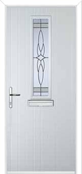 Mid Square (centre) Crystal Harmony Composite Front Door in White