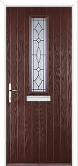 Mid Square (centre) Clarity Composite Front Door in Darkwood
