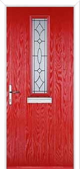 Mid Square (centre) Clarity Composite Front Door in Poppy Red