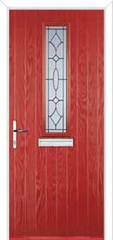 Mid Square (centre) Clarity Composite Front Door in Red