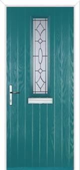 Mid Square (centre) Clarity Composite Front Door in Turquoise Blue