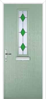 Mid Square (centre) Drop Diamond Composite Front Door in Chartwell Green
