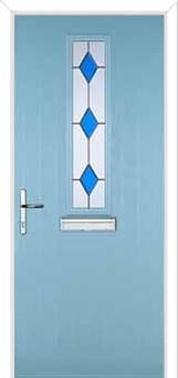 Mid Square (centre) Drop Diamond Composite Front Door in Duck Egg Blue
