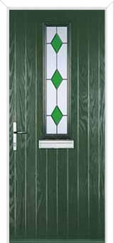 Mid Square (centre) Drop Diamond Composite Front Door in Green