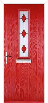 Mid Square (centre) Drop Diamond Composite Front Door in Poppy Red