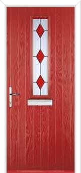 Mid Square (centre) Drop Diamond Composite Front Door in Red