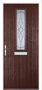 Mid Square (centre) Elegance Composite Front Door in Darkwood