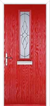 Mid Square (centre) Elegance Composite Front Door in Poppy Red