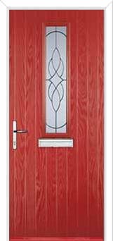 Mid Square (centre) Elegance Composite Front Door in Red