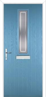 Mid Square (centre) Enfield Composite Front Door in Pastel Blue