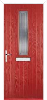 Mid Square (centre) Enfield Composite Front Door in Red