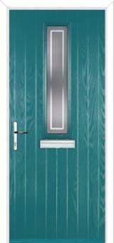 Mid Square (centre) Enfield Composite Front Door in Turquoise Blue