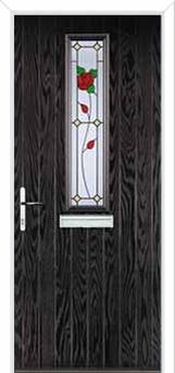 Mid Square (centre) English Rose Composite Front Door in Black Brown