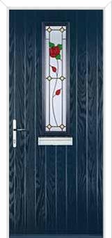 Mid Square (centre) English Rose Composite Front Door in Dark Blue