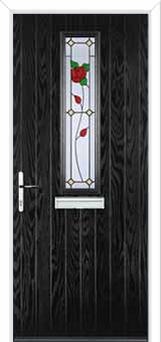 Mid Square (centre) English Rose Composite Front Door in Black