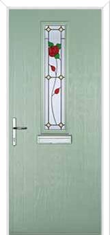 Mid Square (centre) English Rose Composite Front Door in Chartwell Green