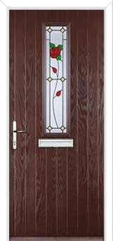 Mid Square (centre) English Rose Composite Front Door in Darkwood