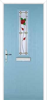 Mid Square (centre) English Rose Composite Front Door in Duck Egg Blue