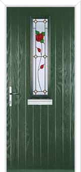 Mid Square (centre) English Rose Composite Front Door in Green
