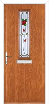 Mid Square (centre) English Rose Composite Front Door in Oak