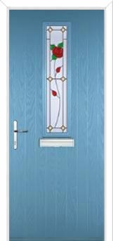 Mid Square (centre) English Rose Composite Front Door in Pastel Blue