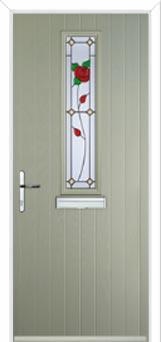 Mid Square (centre) English Rose Composite Front Door in Pebble Grey