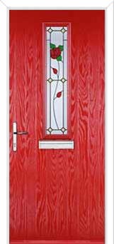 Mid Square (centre) English Rose Composite Front Door in Poppy Red