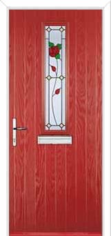 Mid Square (centre) English Rose Composite Front Door in Red
