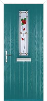 Mid Square (centre) English Rose Composite Front Door in Turquoise Blue