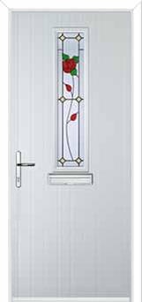 Mid Square (centre) English Rose Composite Front Door in White