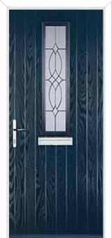 Mid Square (centre) Flair Composite Front Door in Dark Blue
