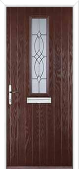 Mid Square (centre) Flair Composite Front Door in Darkwood