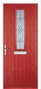 Mid Square (centre) Flair Composite Front Door in Red