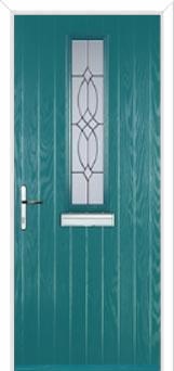 Mid Square (centre) Flair Composite Front Door in Turquoise Blue