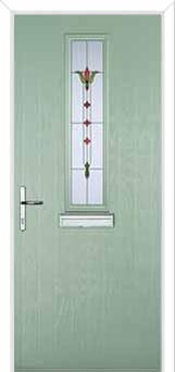 Mid Square (centre) Fleur Composite Front Door in Chartwell Green