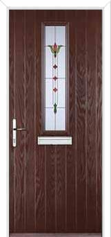 Mid Square (centre) Fleur Composite Front Door in Darkwood