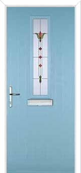Mid Square (centre) Fleur Composite Front Door in Duck Egg Blue
